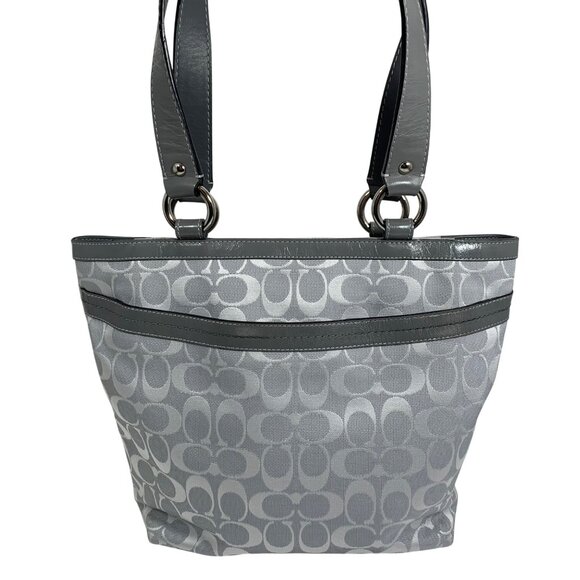 COACH Penelope Signature Lunch Tote Patent Trim Shoulder Bag F16532 w/ Tag EUC - Picture 3 of 10